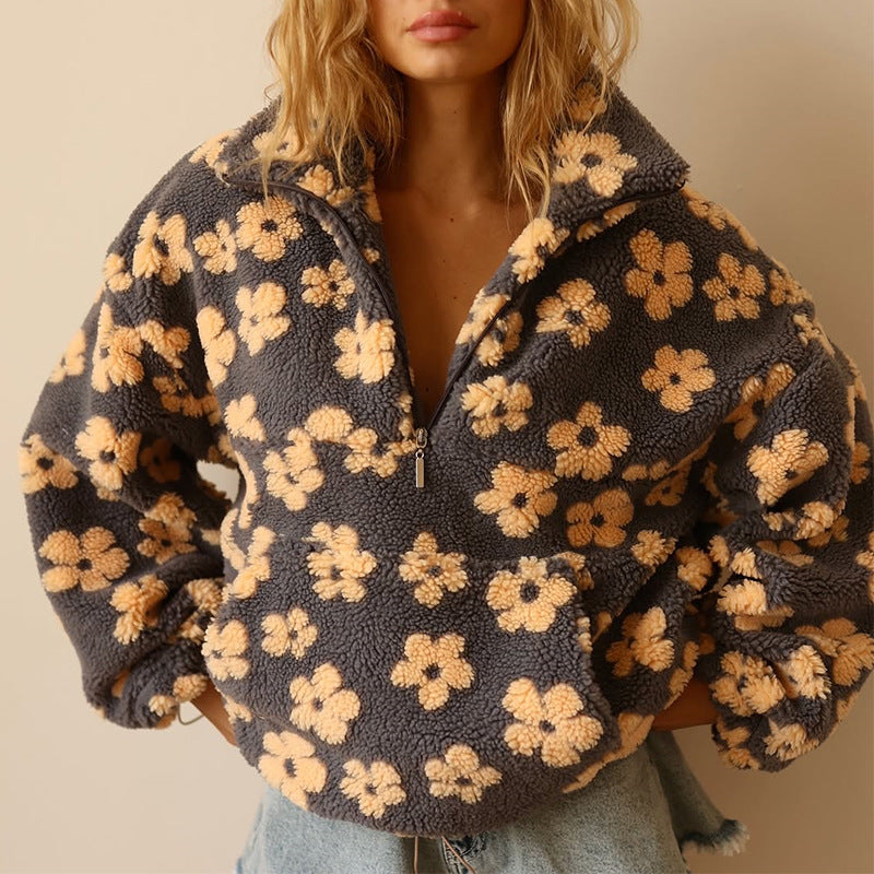Women's Floral Fleece Pullover