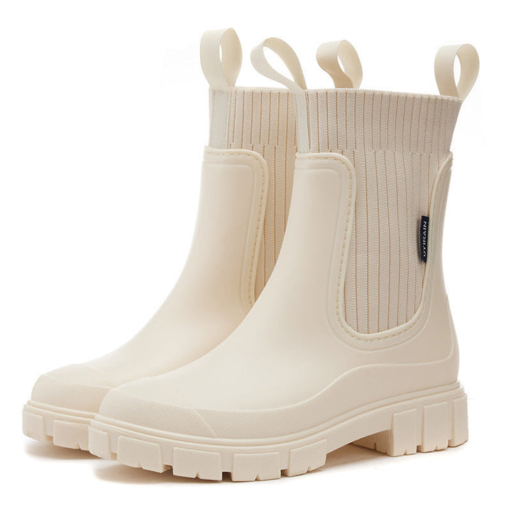 Waterproof Women's Rain Boots with Non-Slip Sole - Chelsea Boot Style