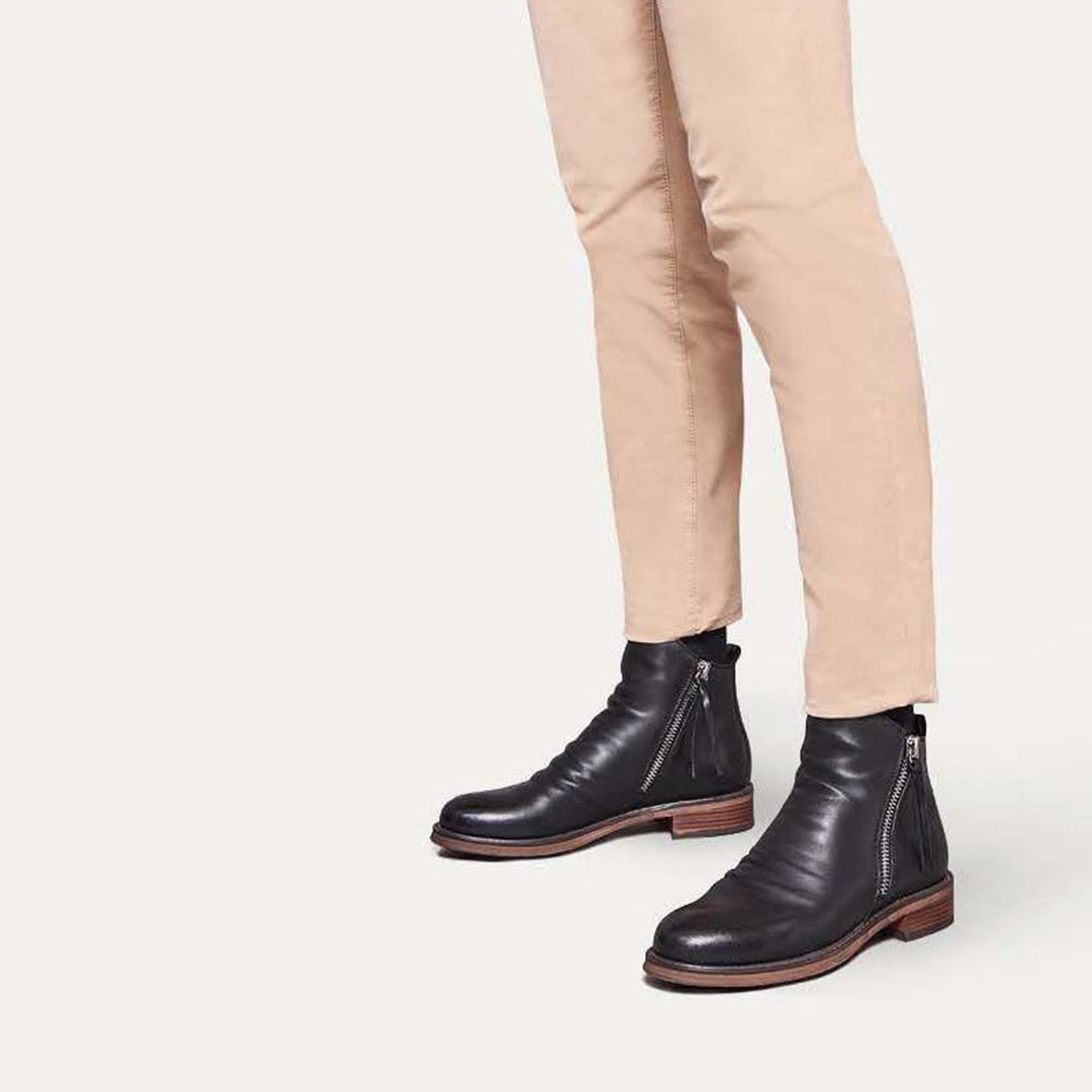 Men's Comfortable PU Leather Boots with Zipper - Non-Slip and Breathable