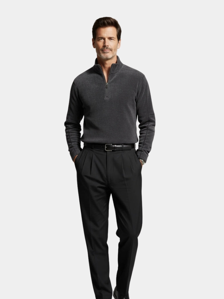 Men's Quarter-Zip Pullover - Luxury Mock Neck Sweater