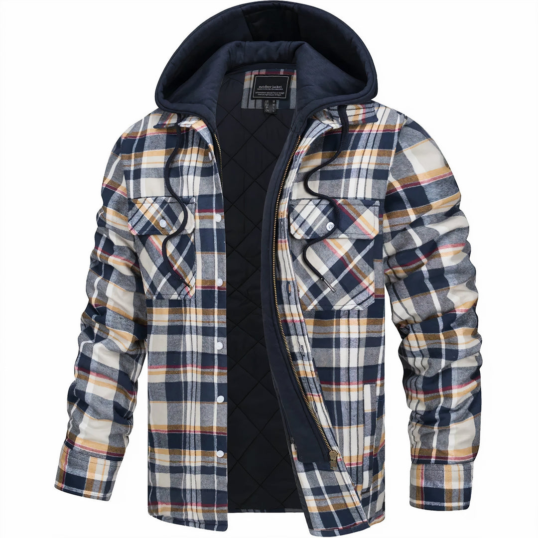 Men's Plaid Transitional Jacket with Zip Closure
