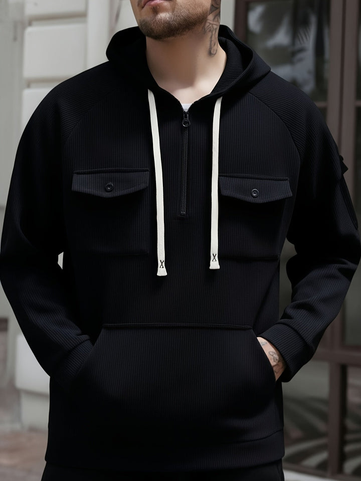 Men's Quarter-Zip Hoodie with Chest Pockets