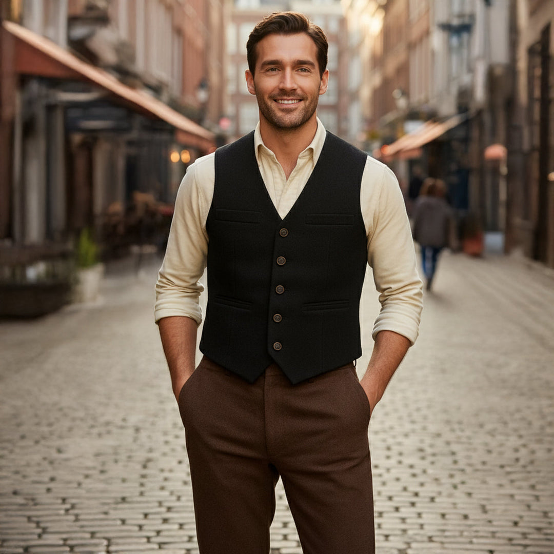 Elegant Vintage Men's Button-Up Vest