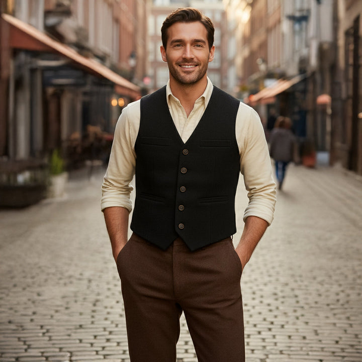 Elegant Vintage Men's Button-Up Vest