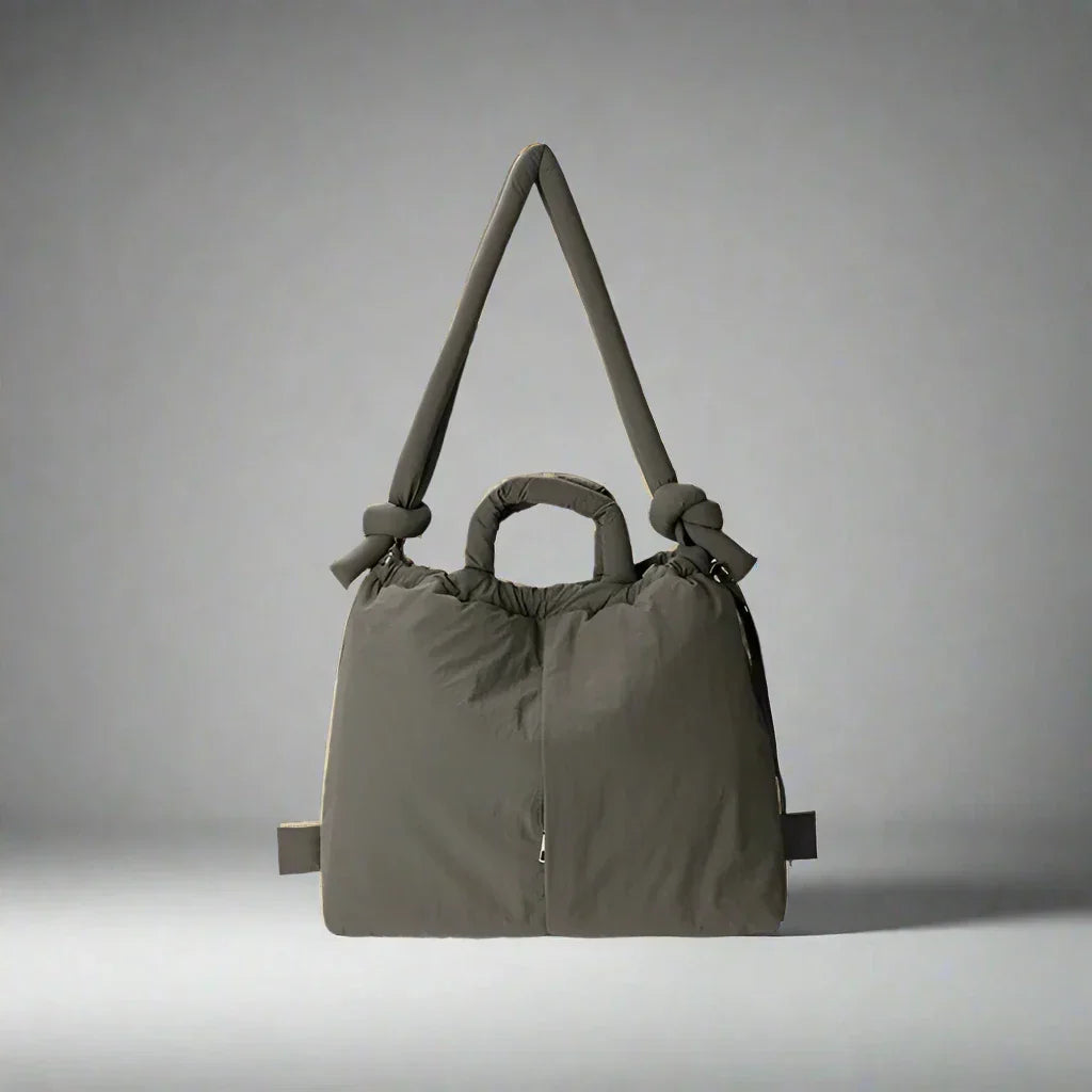 Adeline | Women's Quilted Puffer Handbag - Beige - Image 12