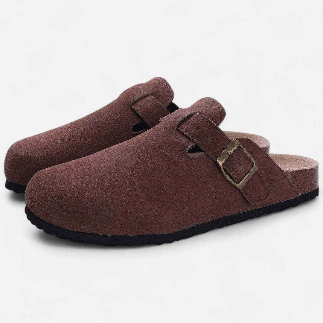 Men's Suede Slide Sandals with Cork Footbed