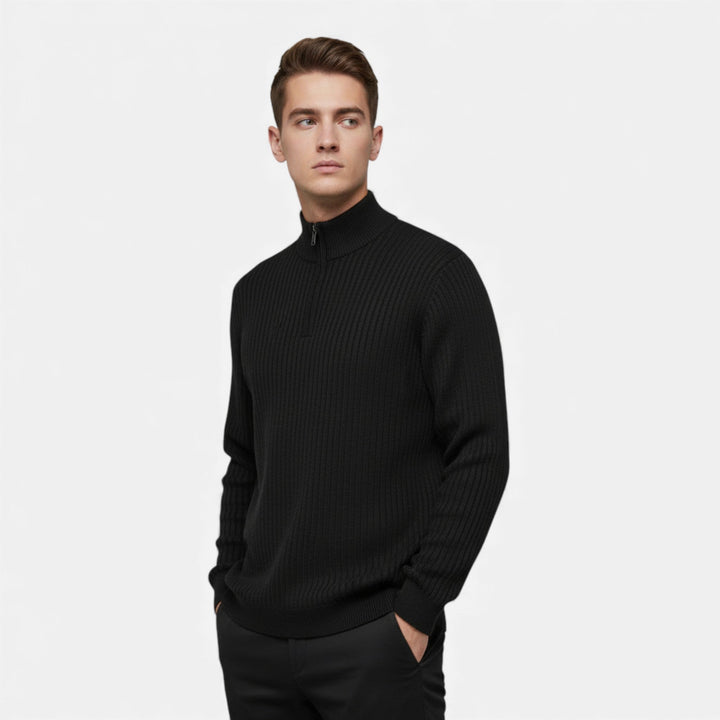 Warm Minimalist Men's Knit Zip Sweater