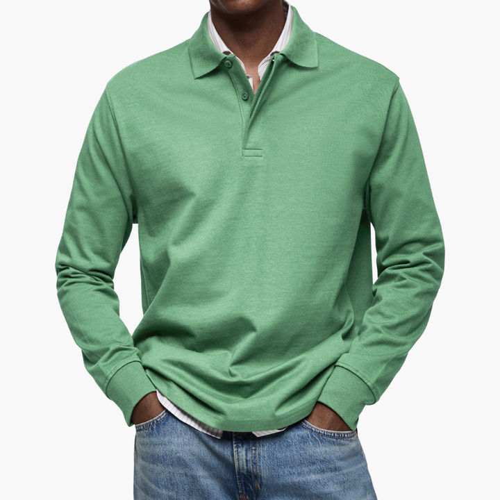 Elegant Men's Long Sleeve Casual Polo Shirt