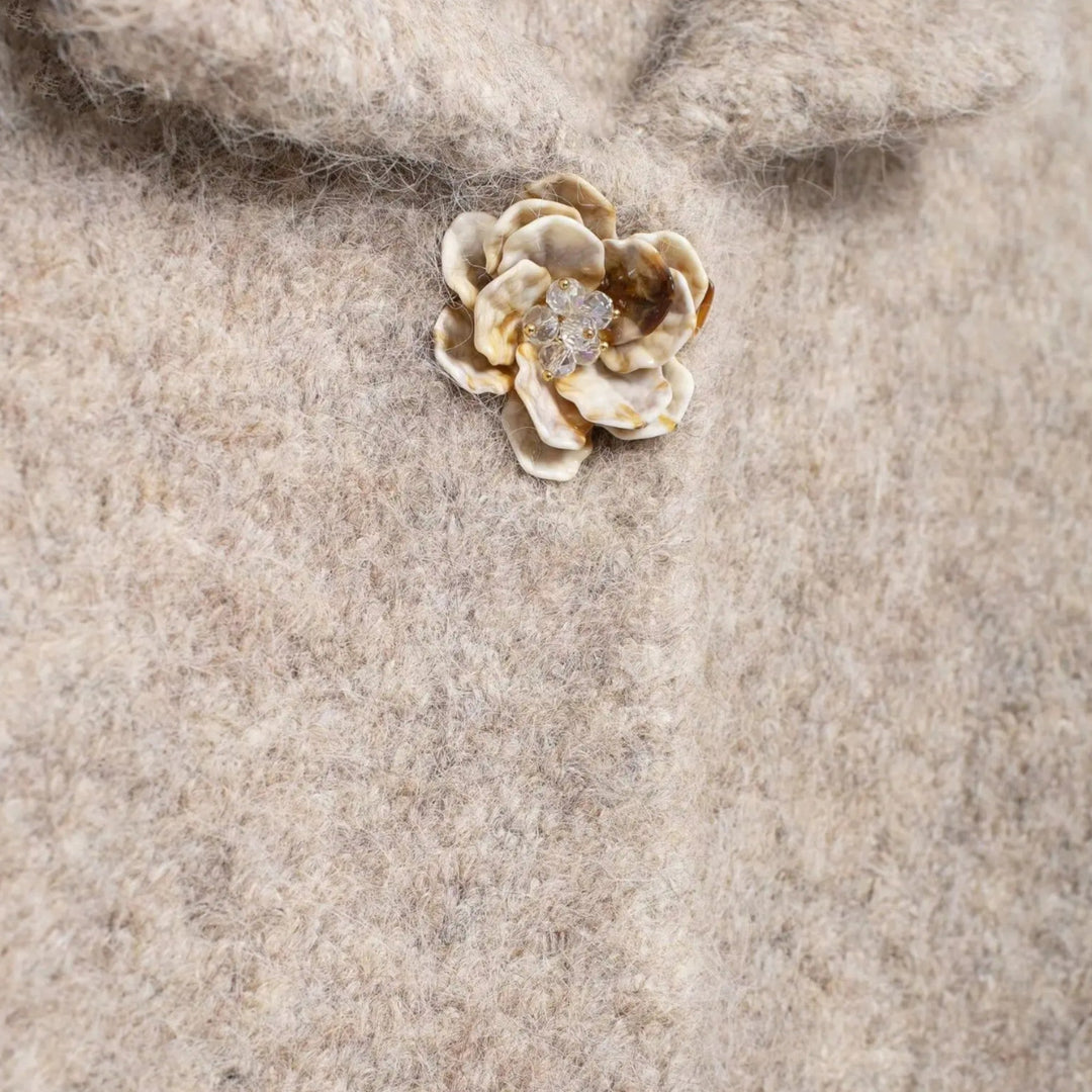 Elegant Knit Cardigan with Floral Buttons for Women