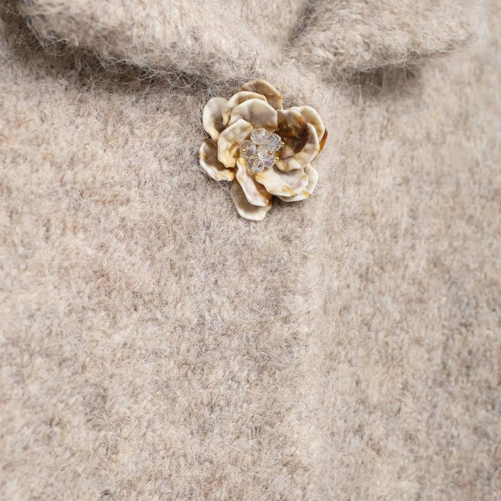 Elegant Knit Cardigan with Floral Buttons for Women