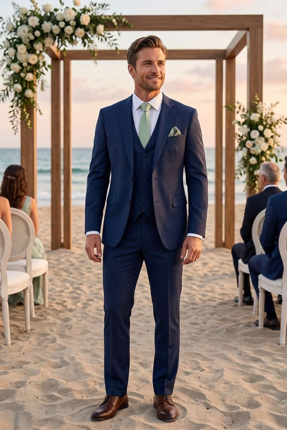 Elegant Slim-Fit Men's Three-Piece Suit