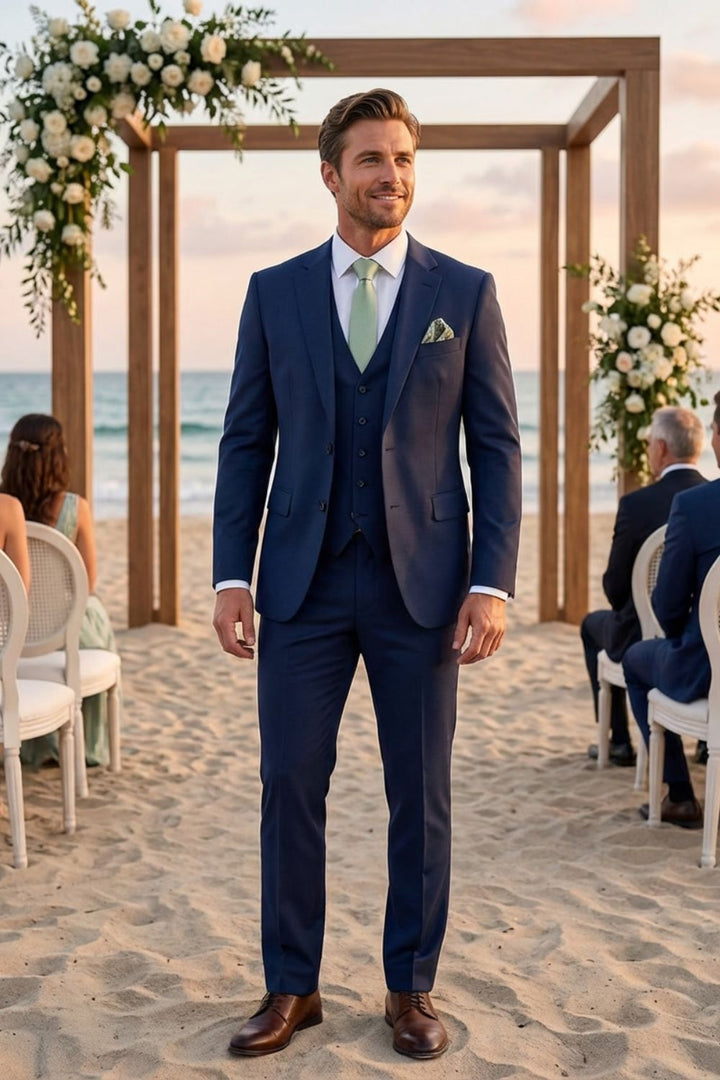 Elegant Slim-Fit Men's Three-Piece Suit