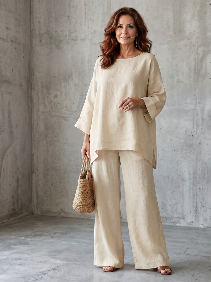 Comfortable Lightweight Women's Oversized Tunic Wide Leg Pant Set