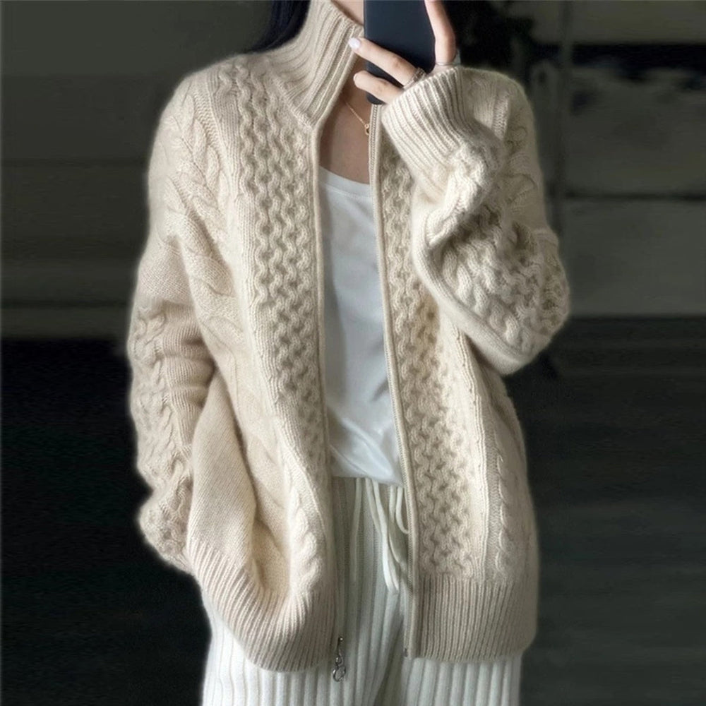 Luxurious Women's High-Neck Cardigan