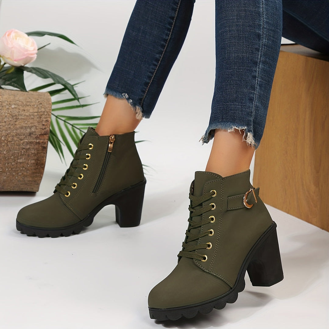 Elegant Women's Block Heel Ankle Boots - Versatile Ankle Boots