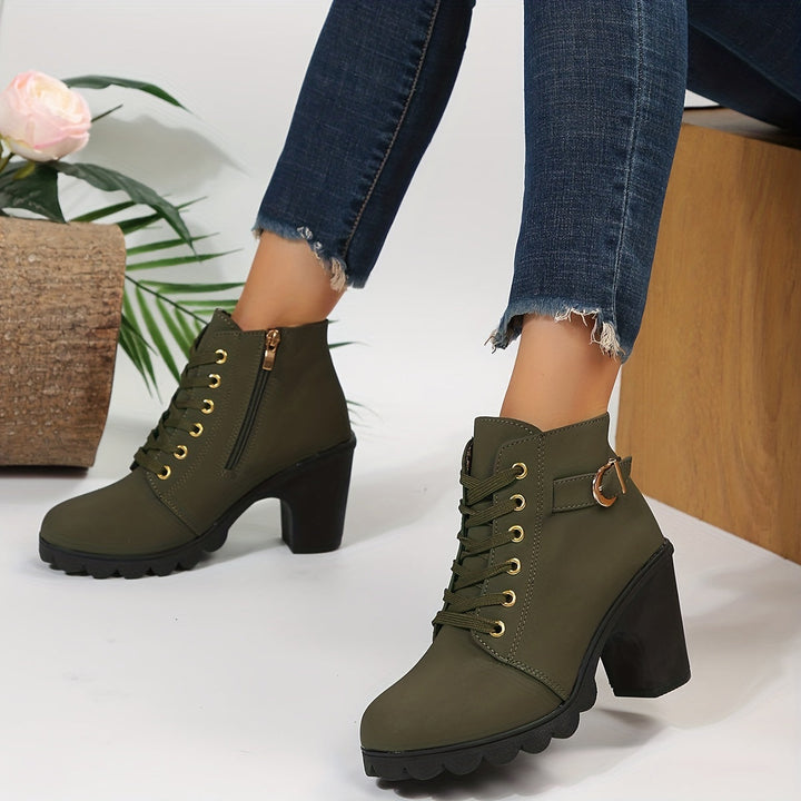 Elegant Women's Block Heel Ankle Boots - Versatile Ankle Boots