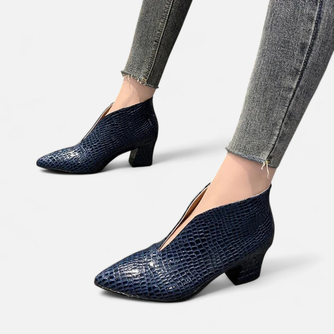 Elegant Patent Leather Women's Ankle Boots with V-Cut