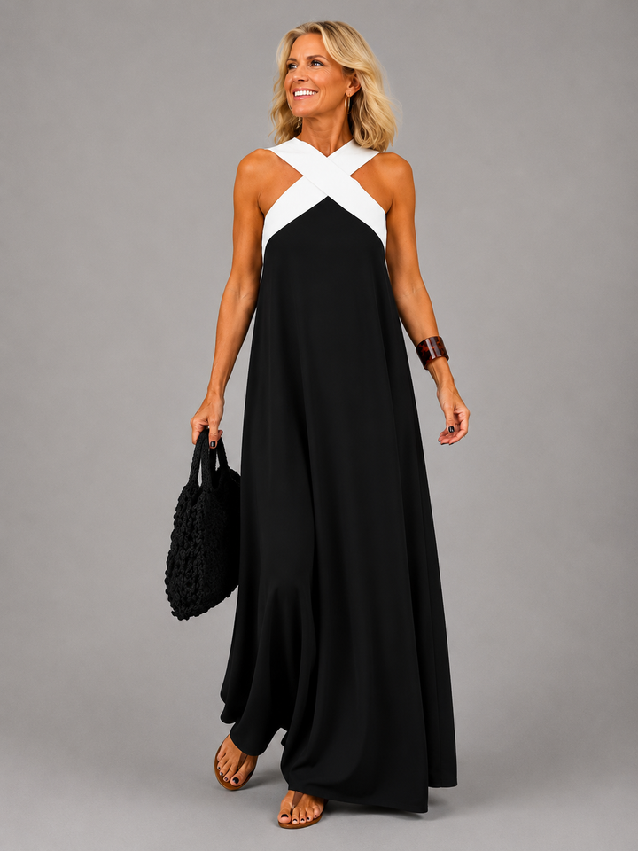 Elegant Cross-Neckline Women's Maxi Dress