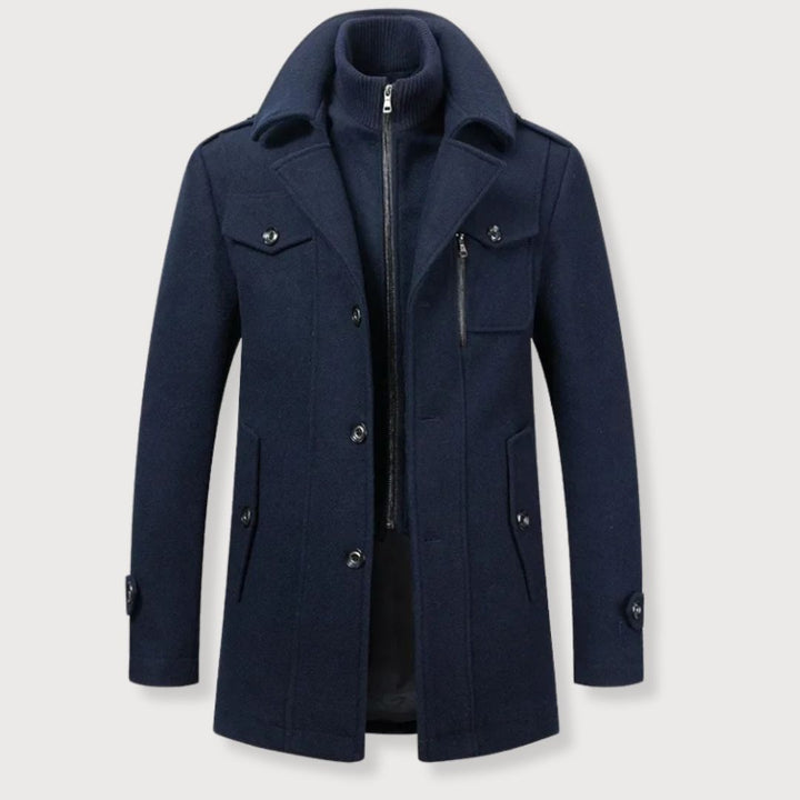 Elegant Men's Wool Coat for Fall & Winter