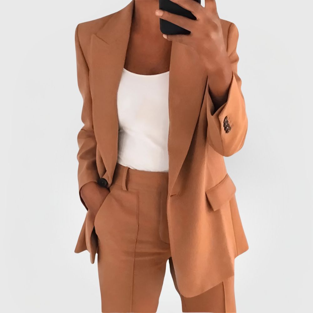 Elegant Women's Blazer Suit Set with Blazer and Pants