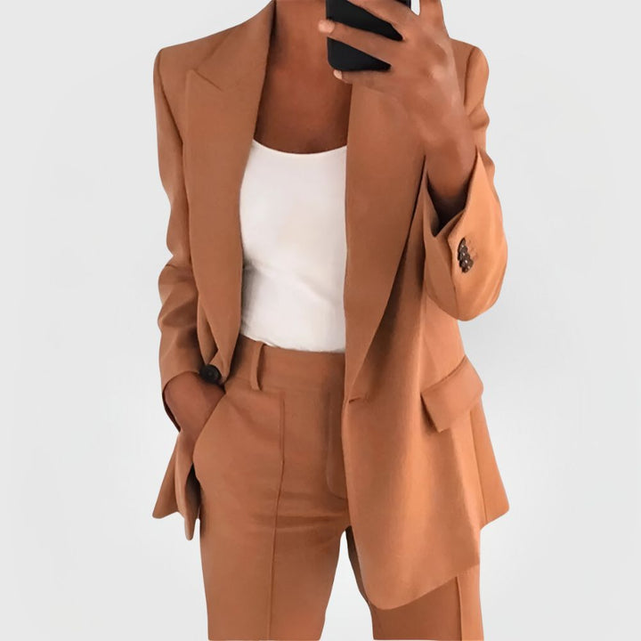Elegant Women's Blazer Suit Set with Blazer and Pants