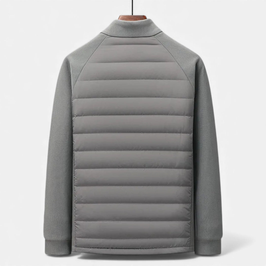 Quilted Warm Men's Down Jacket with Stand Collar