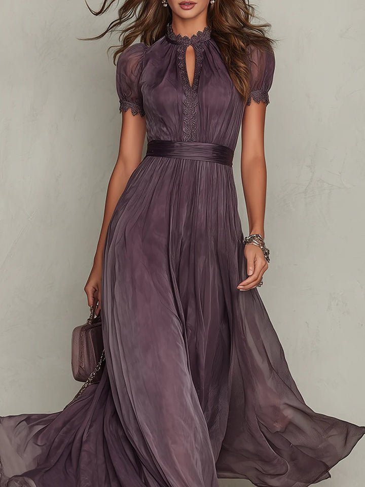 Elegant Keyhole Chiffon Women Maxi Dress