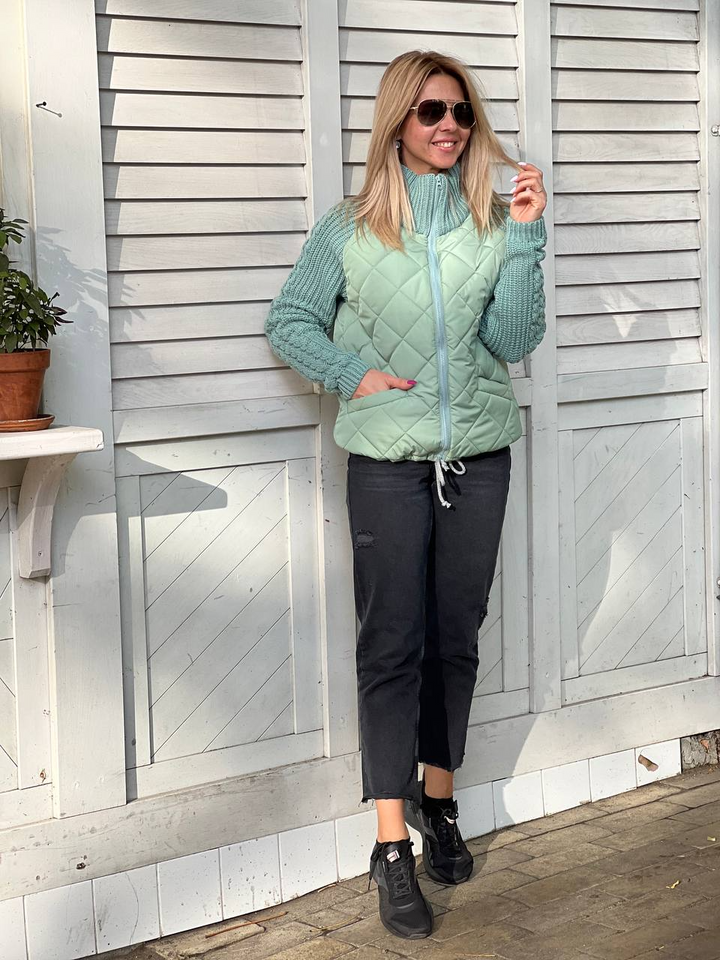 Women's Patchwork Knit Cardigan - Lightweight Winter Jacket