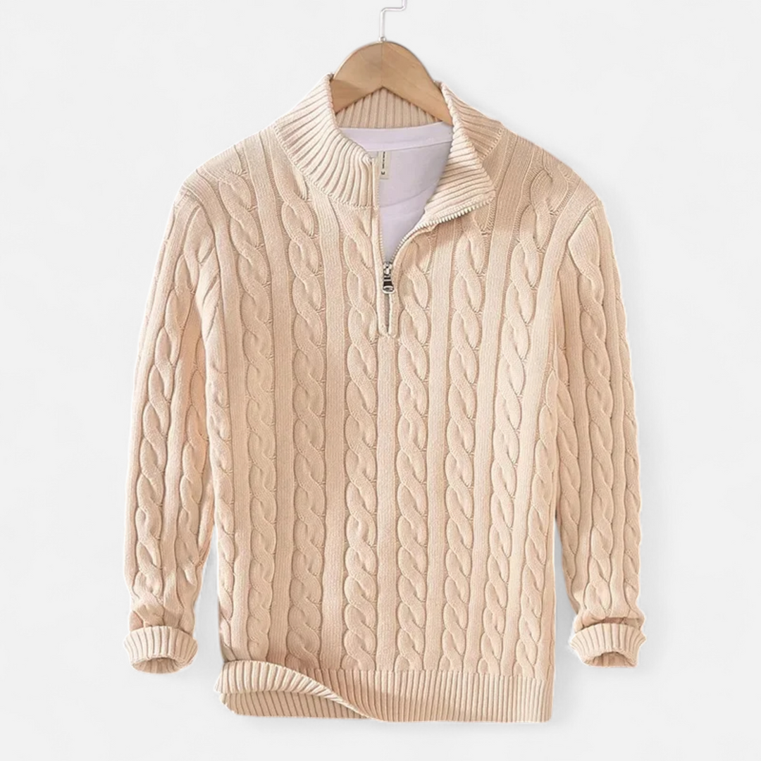 Men's Thick Turtleneck Pullover Sweater with Zipper