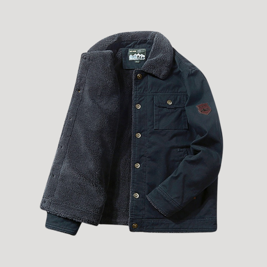Rugged Men's Work Jacket with Fleece Lining - Heavy-Duty Jacket