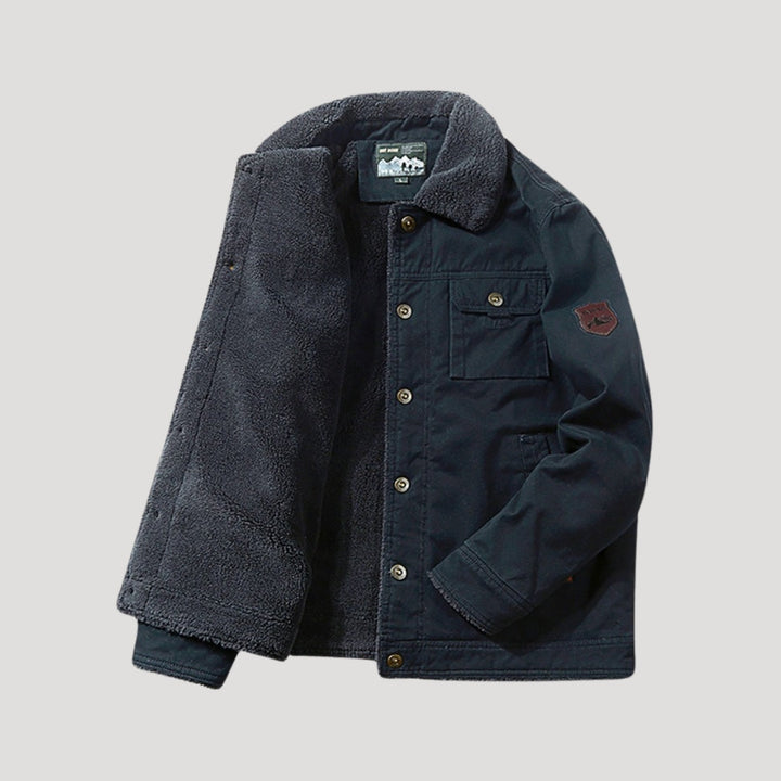 Rugged Men's Work Jacket with Fleece Lining - Heavy-Duty Jacket