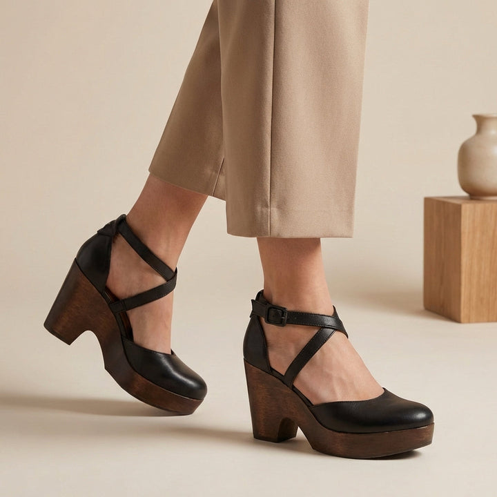 Elegant Women's Block Heel Strap Platform Heels