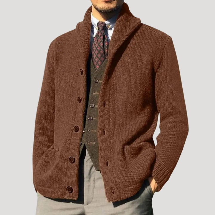 Men's Wool Cardigan with Shawl Collar - Elegant Coatigan Winter Jacket