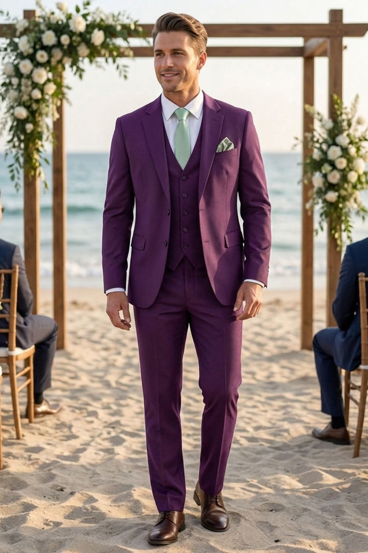 Elegant Slim-Fit Men's Three-Piece Suit
