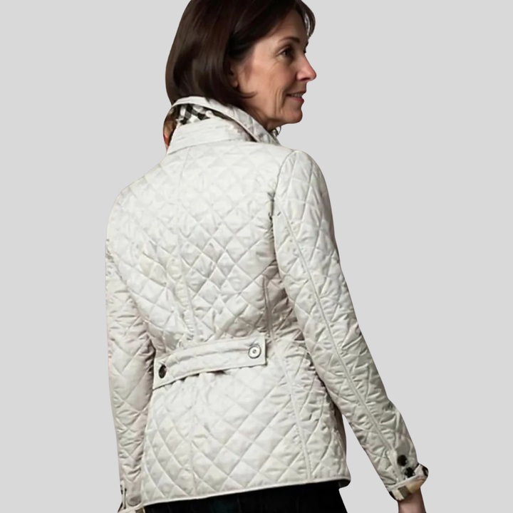 Women's Quilted Jacket with Lapel Collar - Lightweight Winter Jacket