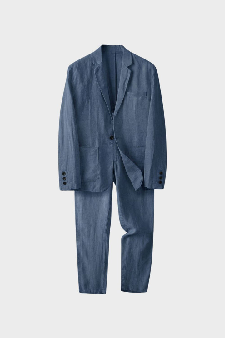 Elegant Lightweight Men's Linen Suit Set with Blazer and Trousers