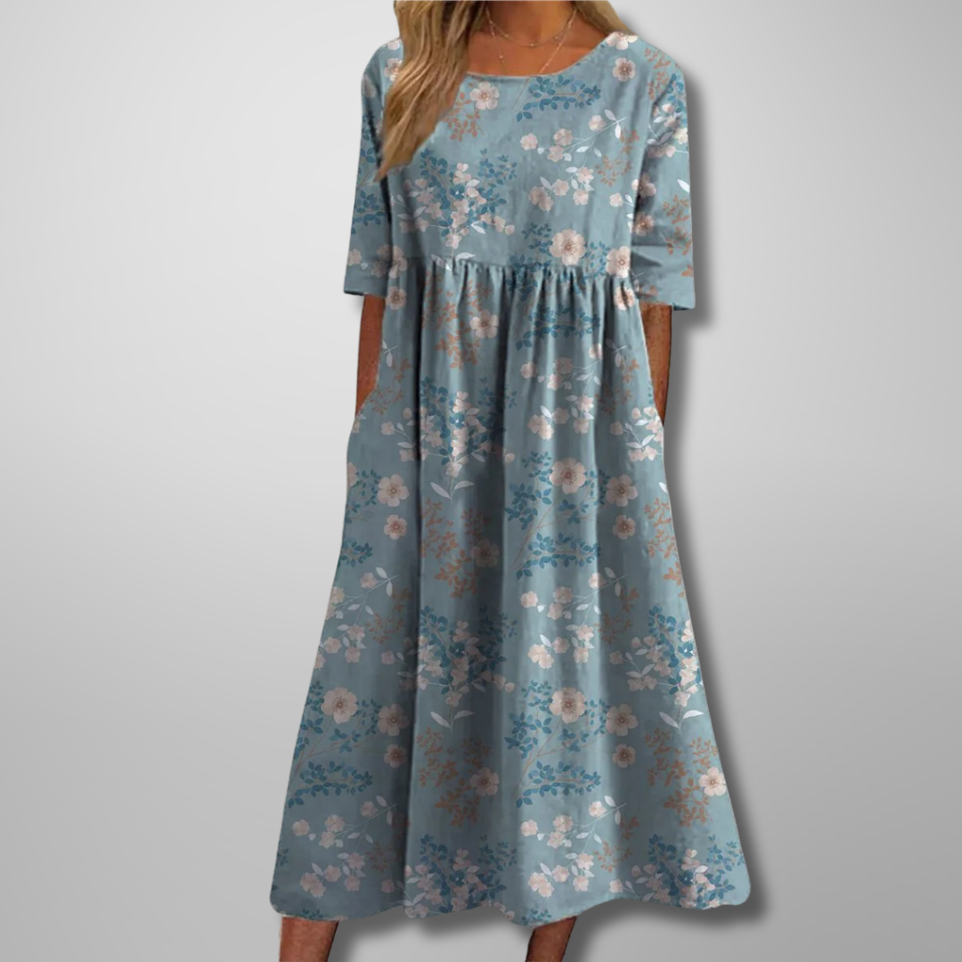 Elegant Relaxed Women's Floral Midi Dress