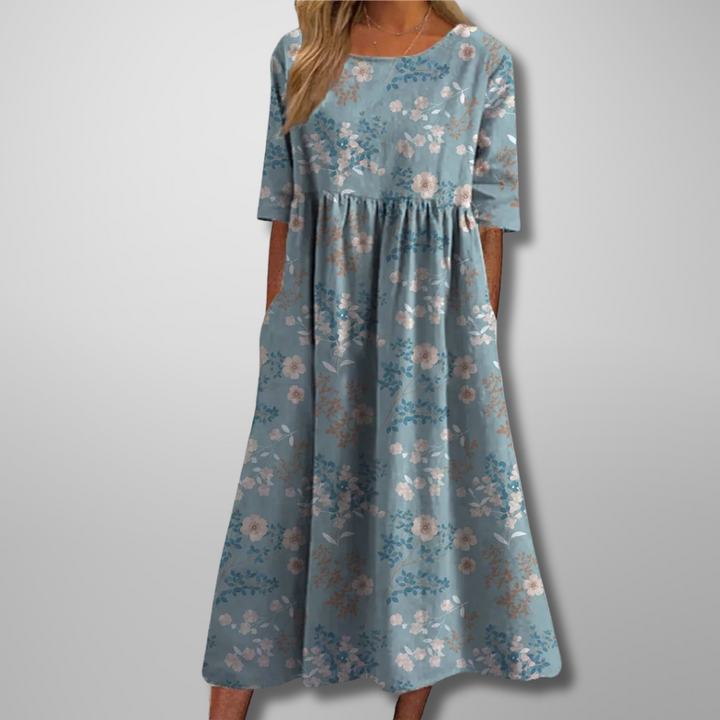 Elegant Relaxed Women's Floral Midi Dress