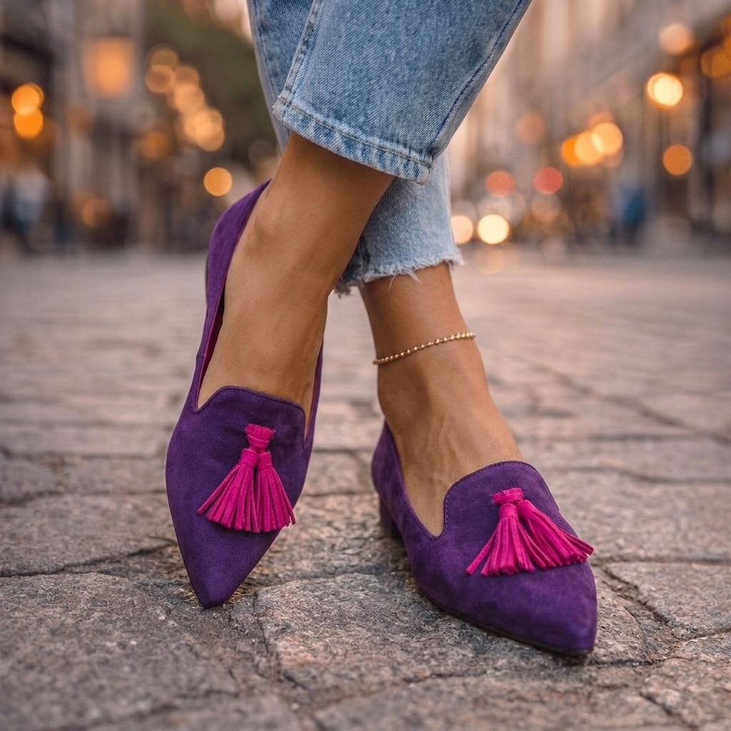 Livia Pointed Slip-On Flats - Purple & Rose