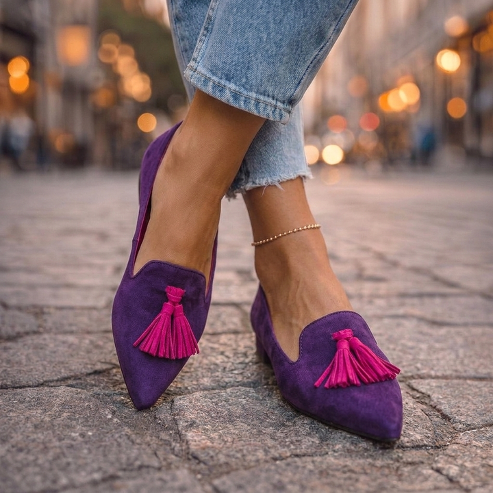 Livia Pointed Slip-On Flats - Purple & Rose