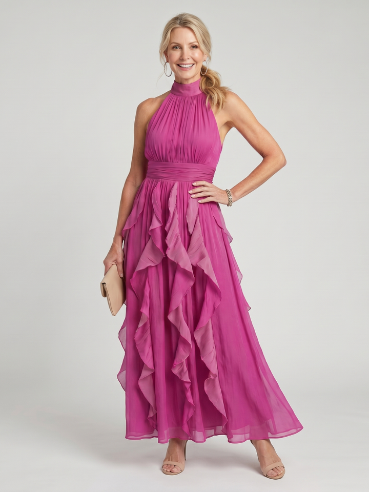 Elegant Flowing Women's Ruffle Layers Maxi Dress