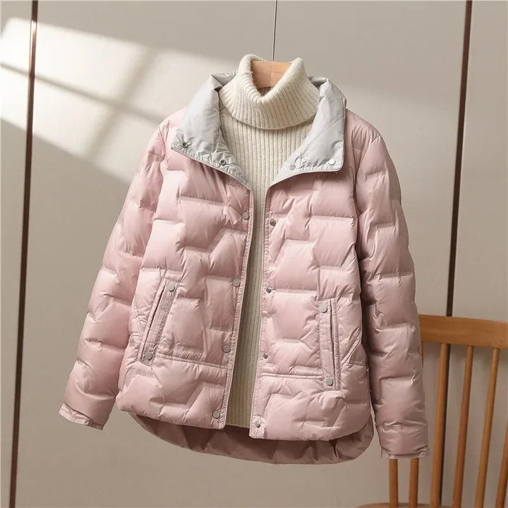 Women's Lightweight Quilted Down Jacket with Stand Collar