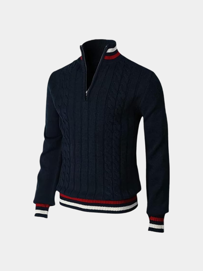 Men's Half-Zip Turtleneck Pullover - Elegant Half-Zip Sweater