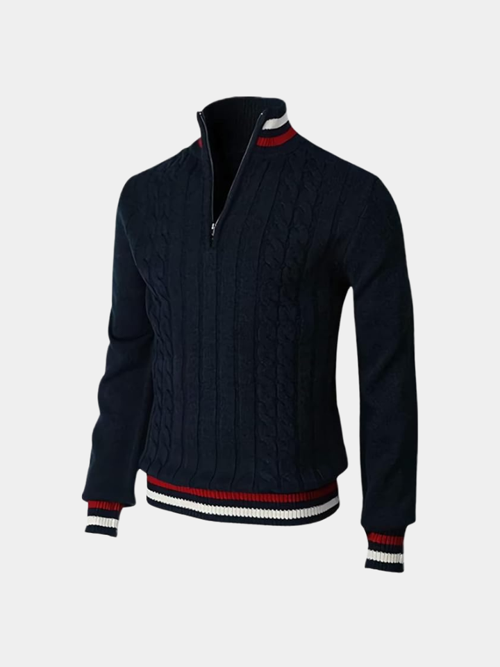 Men's Half-Zip Turtleneck Pullover - Elegant Half-Zip Sweater