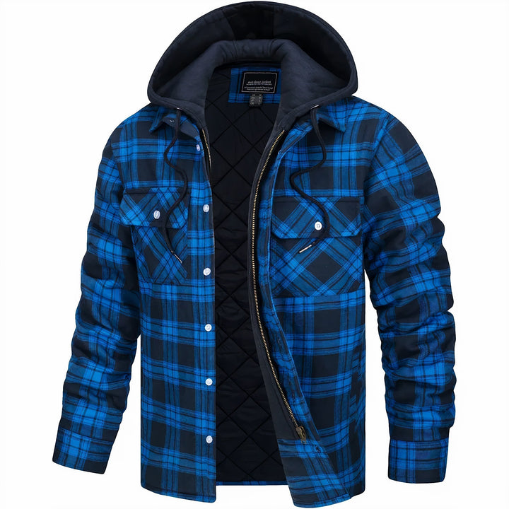 Men's Plaid Transitional Jacket with Zip Closure