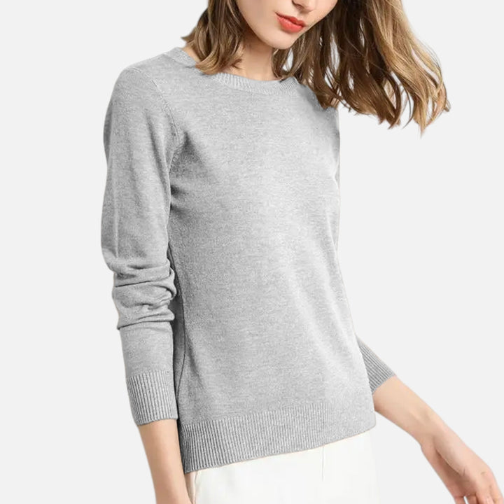Lightweight Merino Wool Crew Neck Sweater for Women