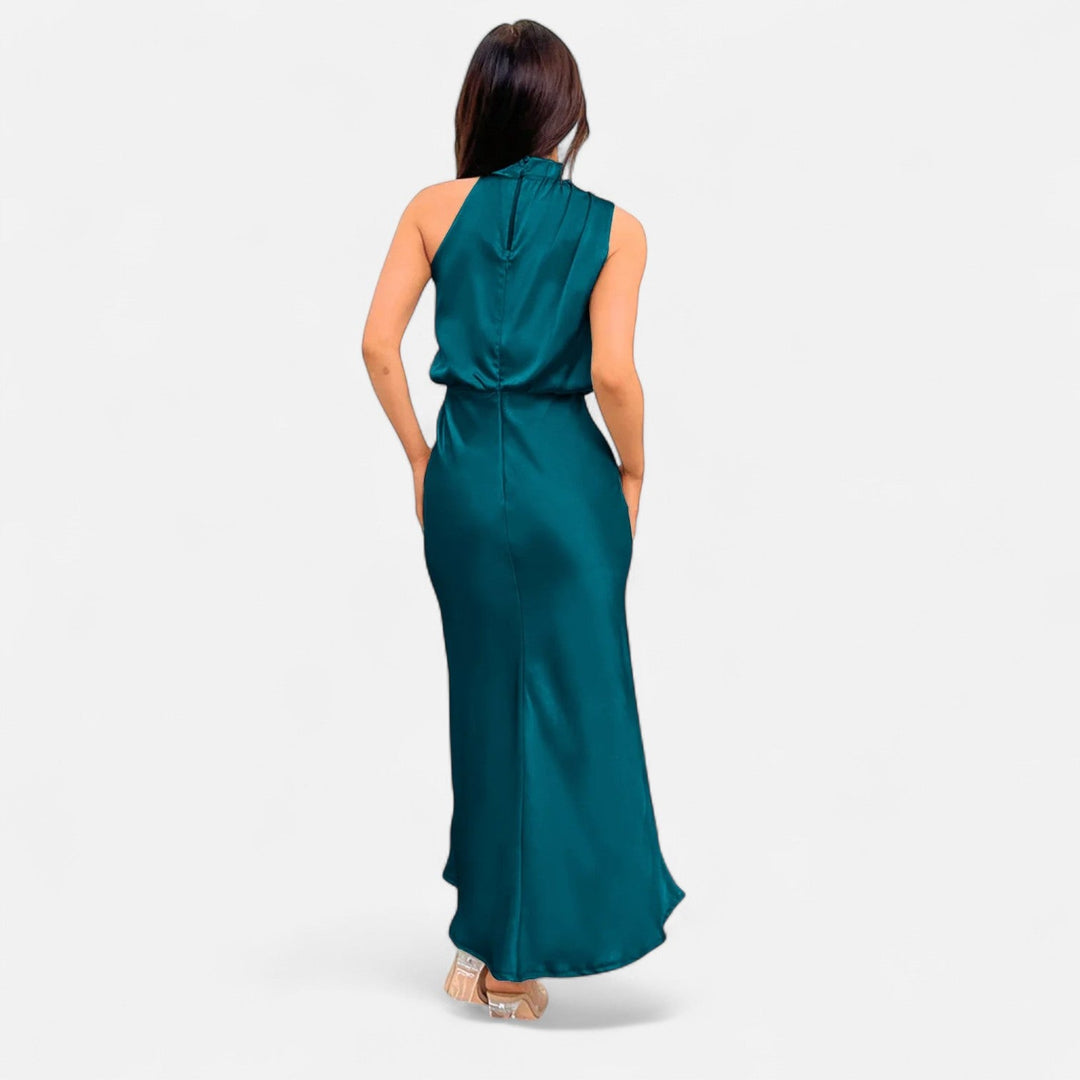 Women's Elegant Sleeveless Long Satin Dress