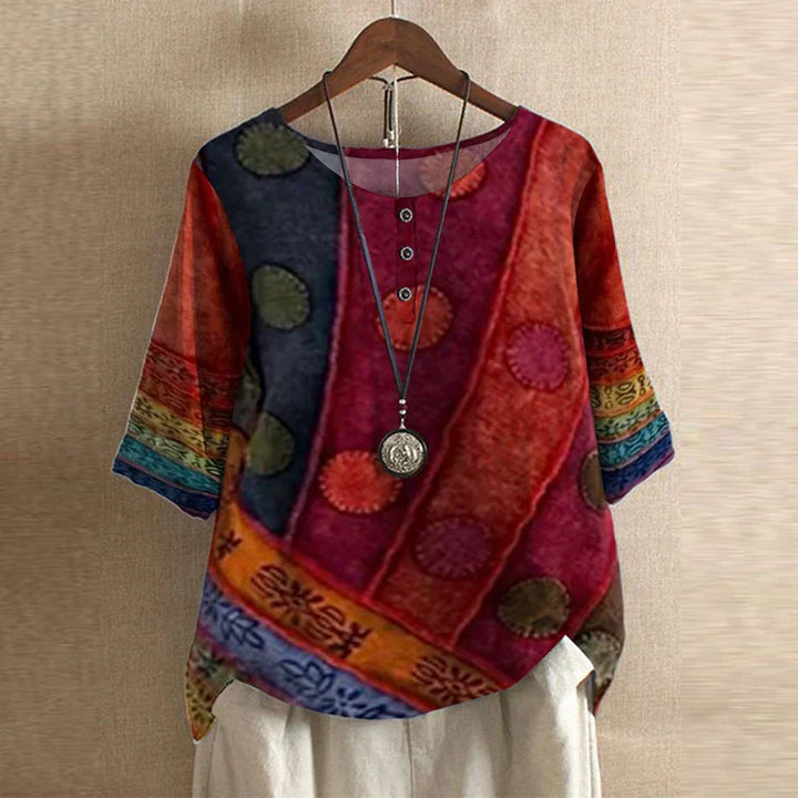 Elegant Retro-Inspired Women's Floral Blouse