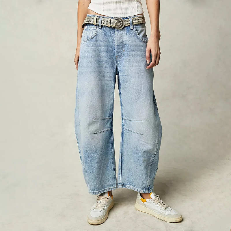 Women's Wide Leg Jeans with Relaxed Fit - Comfortable Wide-Leg Pants