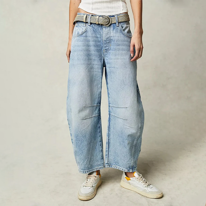 Women's Wide Leg Jeans with Relaxed Fit - Comfortable Wide-Leg Pants
